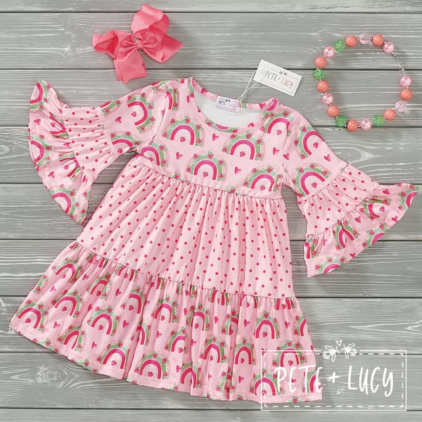 Strawberry Rainbows Long Sleeve Dress 6-12 mo