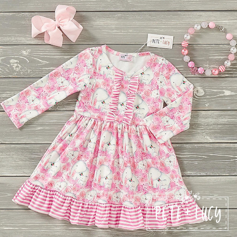 Pete and Luck Elephant Rose Girls Dress