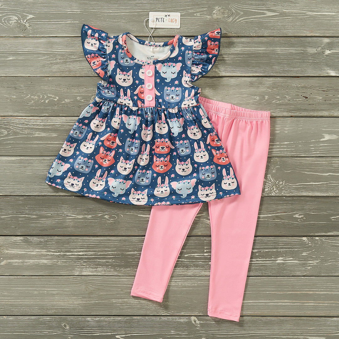 Pete and Lucy Animal Floral 2 Piece Set