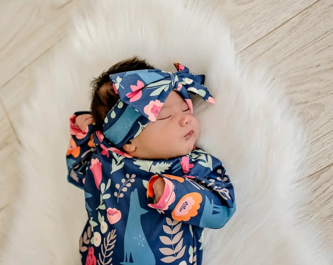 Infant Gowns & Headband Bow/Boys infant gowns & Hat Sets