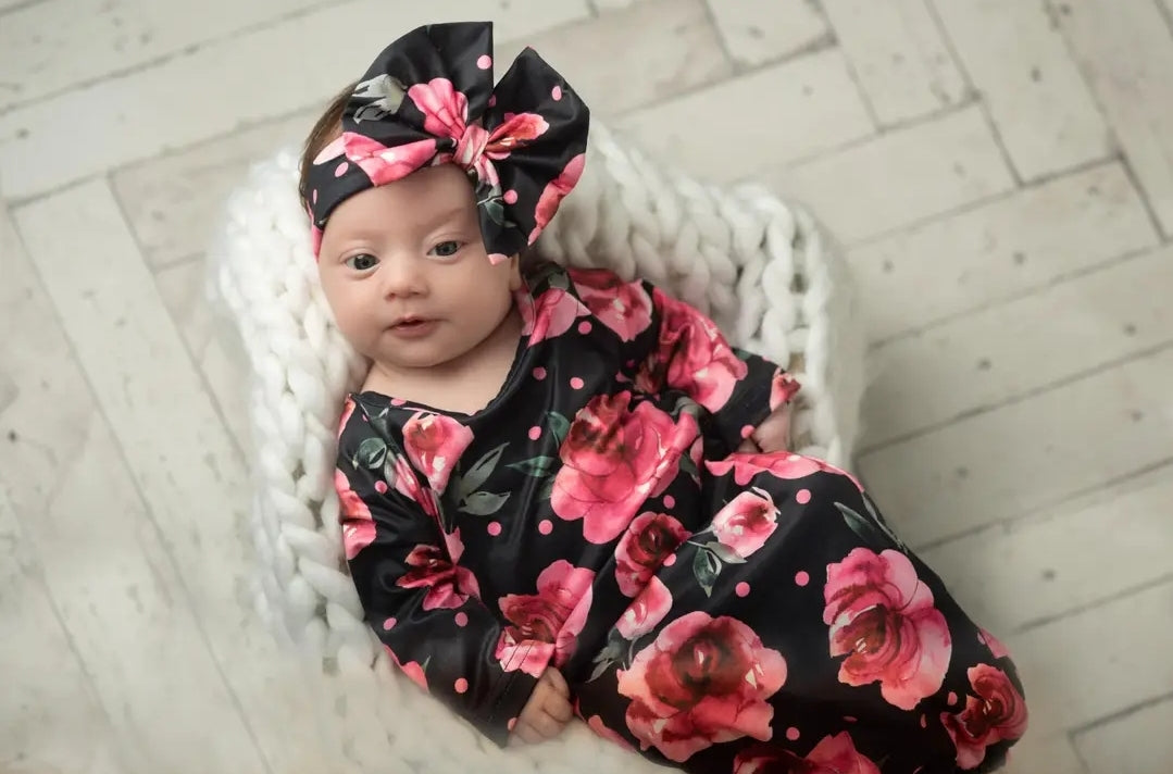 Infant Gowns & Headband Bow/Boys infant gowns & Hat Sets
