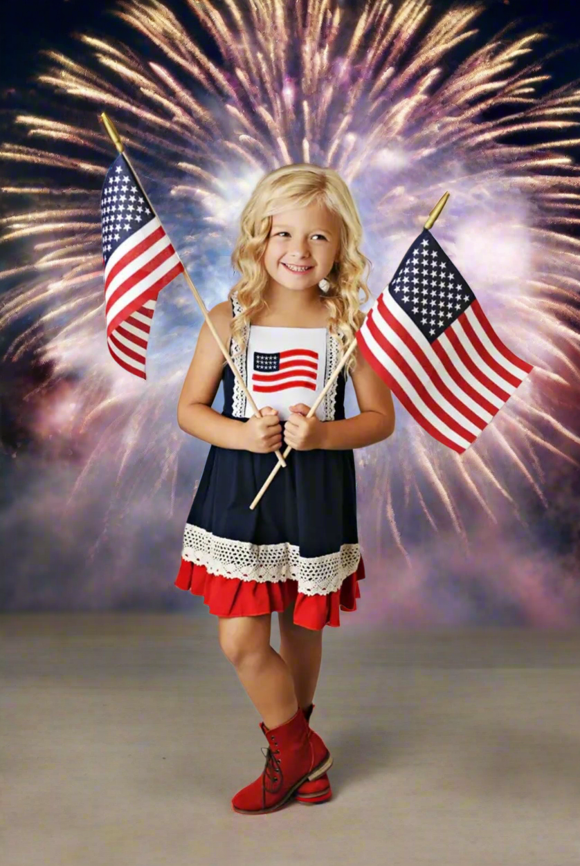 American Girl Ruffle Dress 4th of July, Memorial Day, patriot!
