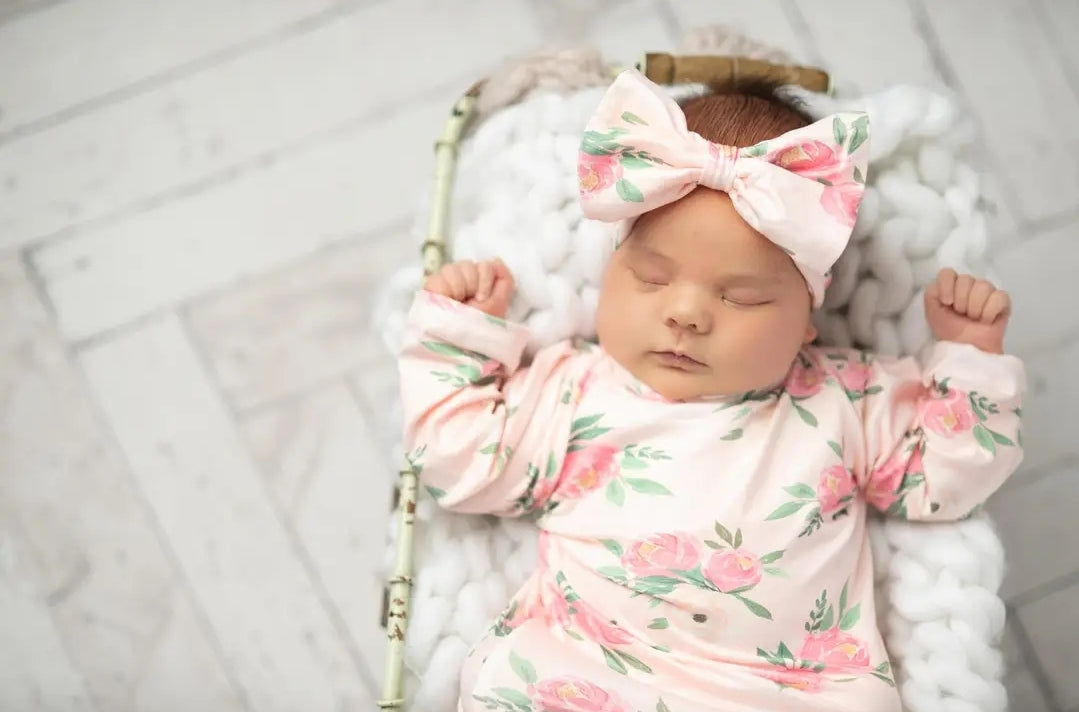 Infant Gowns & Headband Bow/Boys infant gowns & Hat Sets